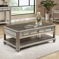 thumbnail image 2 of Benzara Wooden Coffee Table With Drawers & Shelf, Metallic Platinum Silver Gray, 2 of 2