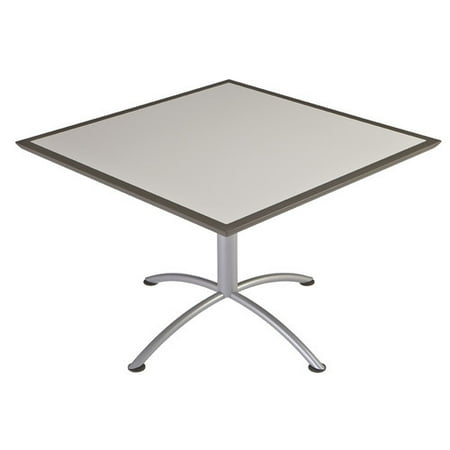 Iceberg iLand Café Urethane Table, 42" Square, Gray Top/Silver Base