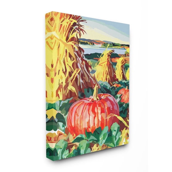 Stupell Home Décor Pumpkin Patch Fall Autumn Landscape Design Canvas Wall Art by the Saturday Evening Post