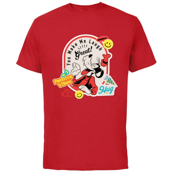 Disney 100 Goofy You Make Me Laugh Happy Faces Stickers D100 - Short Sleeve Cotton T-Shirt for Adults - Customized-Red