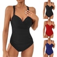 thumbnail image 4 of YUHAOTIN Womens Swimsuits 1 Piece Tummy Control Full Coverage 1 Pcs Women Solid Color Hard Swimsuit Women's Monokini Swimwear Women's Solid Color Monokini Swimsuit, 4 of 4