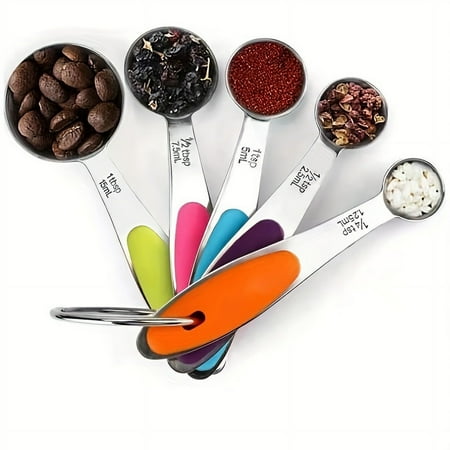 

NEWKBO NEWKBO Stainless Steel Measuring Cups and Spoons Set 10-Piece Silicone Handles Kitchen Baking Tools for Cooking and Coffee Measurement