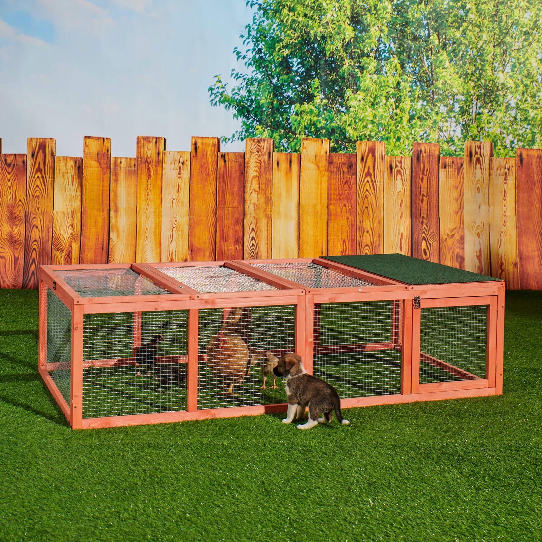 Kepooman 70.9" Indoor Outdoor Wooden Chicken Coop, Bunny House Rabbit Hutch for Small Animal, Natural Kepooman 70.9" Indoor Outdoor Wooden Chicken Coop, Bunny House Rabbit Hutch for Small Animal, Natural