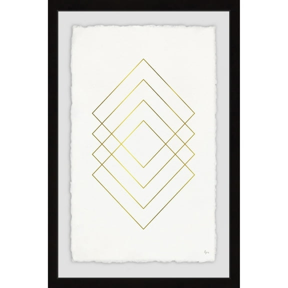 Golden Diamond Lines Framed Painting Art Print, 8.00" x 1.50"