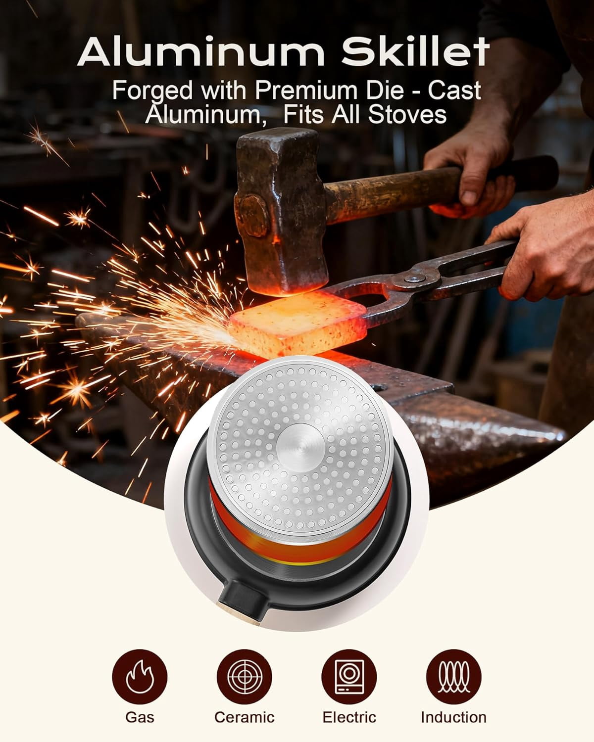 Non Stick Frying Pan, 8-inch Omelette Pan with Heat Dot Temperature Indicator, Healthy Non Toxic Egg Skillet with Heat-Resistant Handle, Dishwasher Safe, Compatible with All Cooktops