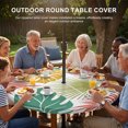 thumbnail image 3 of Round Outdoor Tablecloth with Umbrella Hole and Zipper, Colorful Palm Leaves Tablecloth with Elastic Waterproof, Tropical Botanical Summer Patio Table Covers for 36" - 44" Picnic Pool Tables, 3 of 9