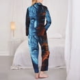 thumbnail image 3 of Pajama Sets for Women 2 Pcs, Red and Blue Fire Women Button Down Long Sleeve Sleepwear Lounge PJ Sets, 3 of 6
