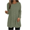 thumbnail image 2 of Fanxing Pullover Sweaters for Women Crewneck Classic Ribbed Knit Tunic Tops for Leggings Lightweight Soft Cozy Base Layer Jumper Green 2XL, 2 of 8