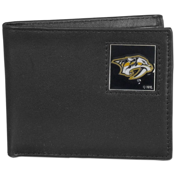 NHL Siskiyou Sports Portefeuille en Cuir à Deux Volets pour Hommes Nashville Predators Taille Unique Noir