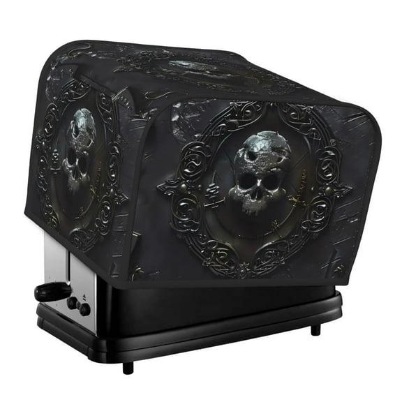 Picia Ornate Dark Skull Book Print 4 Slice Toaster Cover , Toaster Protector Dustproof Kitchen Appliance Cover, Kitchen Appliance Dustproof Protector