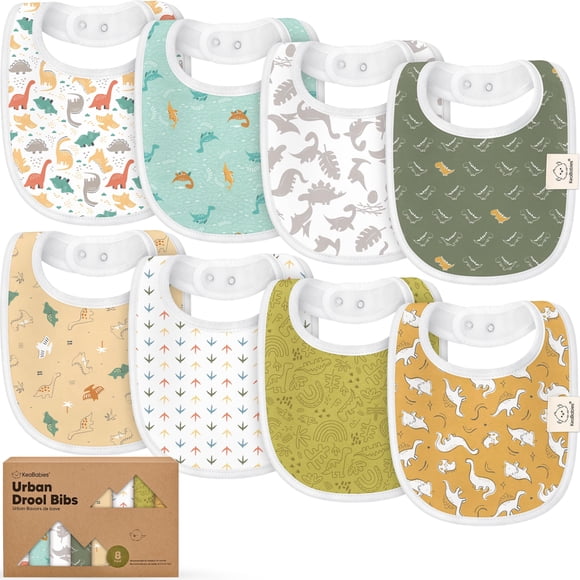 Pack de 8 baberos orgánicos para bebés KeaBabies, algodón suave, 0-24 m