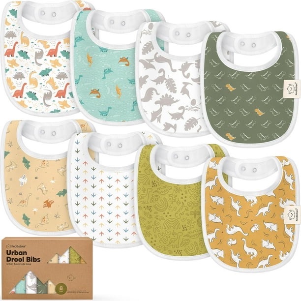 Pack de 8 baberos orgánicos para bebés KeaBabies, algodón suave, 0-24 m