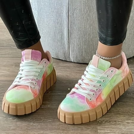 

Round Toe Lace Up Running Sports Shoes Fashion Thick Soled Platform Rubber Shoes Women s Footwear