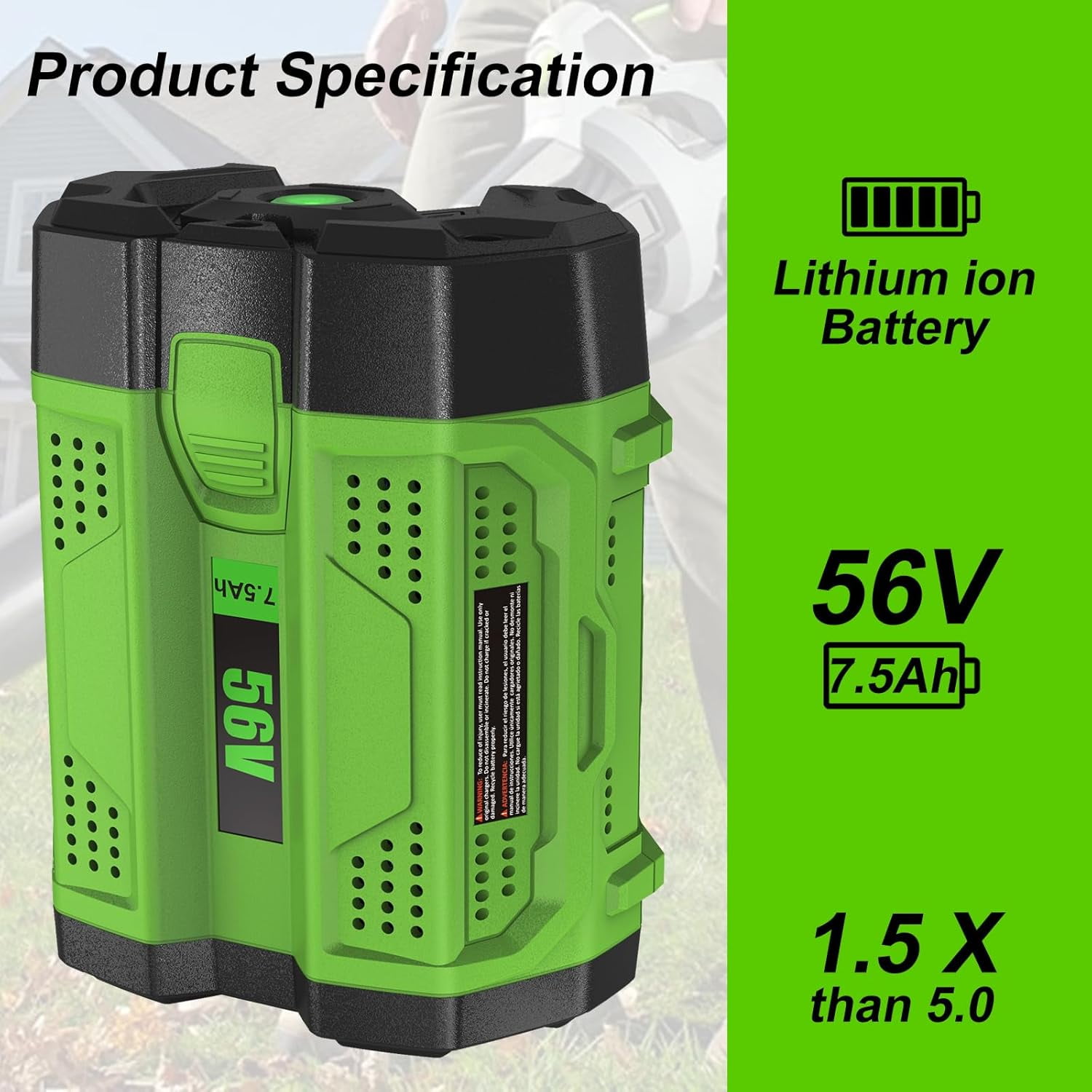 56Volt 7.5Ah Lithium Battery Replacement for EGO 56V Battery 7500mAh BA4200T BA4200 Compatible with EGO 56V Power Tools Lawn Mower, Snowblower