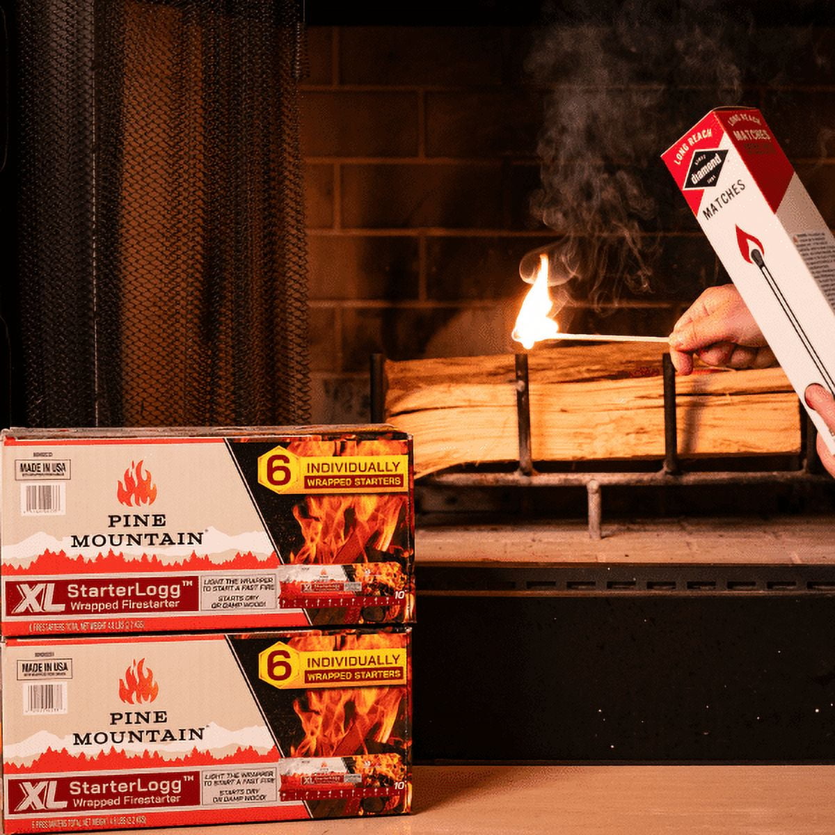 Pine Mountain StarterLogg XL, Extra Large Fire Starter for General Fireplace or Extreme Outdoor Use, Wet Wood Fire Starter, Contains 6 Fire Starters per Box