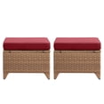 thumbnail image 2 of Unnifurnzi Outdoor Ottoman Set of 2-All Weather Wicker Outdoor Footstool with Removable Cushions Outdoor Olefin Fabric Patio Ottoman for Deck Porch Balcony Garden-Yellow/Red, 2 of 7