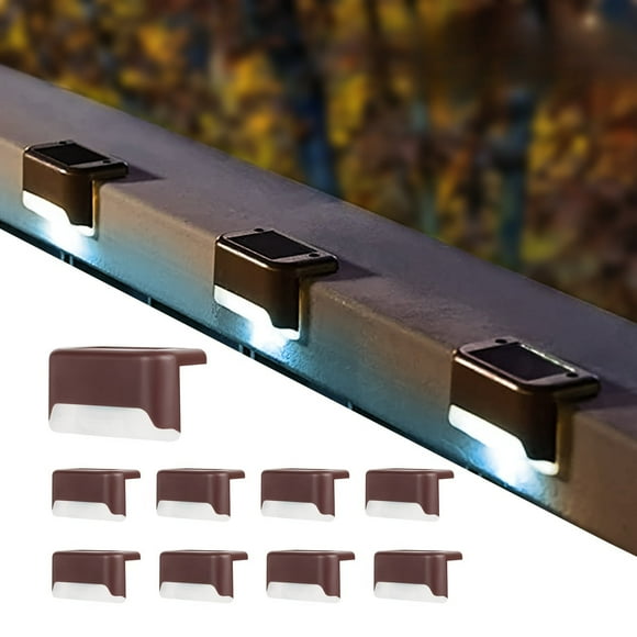 YOPTOP 16 Pack Fence Post Solar Lights For Patio Pool Stairs Step And Weatherproof LED Deck Lights Solar Powered Lights,Brown White Light,16pcs