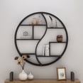 thumbnail image 3 of GDF Studio Nisika Industrial Fir Wood Hanging Circular Wall Shelf, Gray and Pewter, 3 of 6