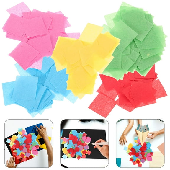 Assorted Color Tissue Paper Squares for Crafts, Classroom Activities, and Confetti - 1 Bag of Multi-Color Sheets
