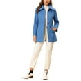 thumbnail image 2 of Unique Bargains Women's Turn-Down Collar Pockets Outwear Winter Coat L Blue, 2 of 6