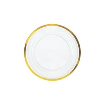 Premium Clear Dessert Plate W/ Gold Trim - Party Supplies - 25 Pieces
