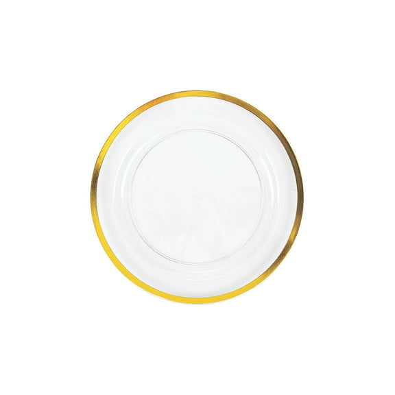 Premium Clear Dessert Plate W/ Gold Trim - Party Supplies - 25 Pieces