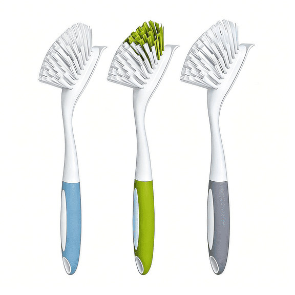 ACDANC Dish Brush Scrub Brush with Handle - 3 Pack Stiff Bristles Dish Scrubber for Cleaning Dishes, Pots, Pans, Sink, Cast Iron - Hard Bristles,No Residue