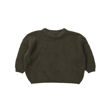 

Nituyy Baby Girl Boy Knitted Sweater Solid Loose Pullover Casual Tops