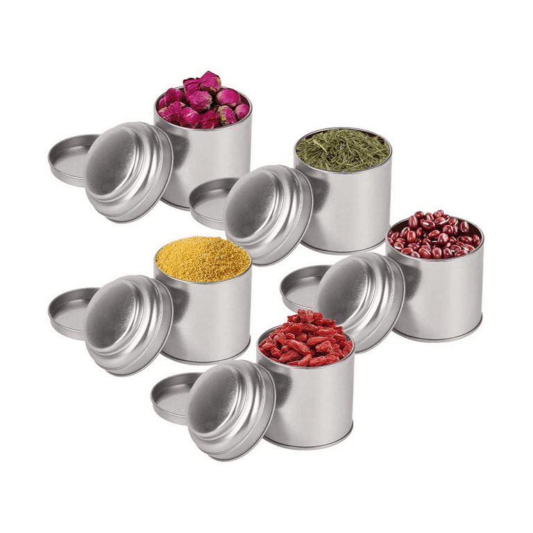 6pcs Tea Tins Canister With Airtight Double Lids,mini Tin Can Box And Small  Round Kitchen Canisters