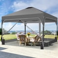 thumbnail image 4 of Ainfox 12x12 One-Push Pop up Canopy Tent with Transparent PVC Sidewalls,Instant Outdoor Shade Gazebos with Weighted Sandbags,Gray, 4 of 10