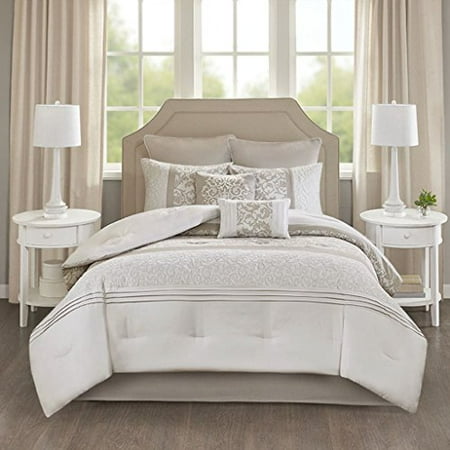 510 Design Ramsey Embroidered 8 Piece Comforter Set Neutral King Embroidered 8 Piece Comforter Set