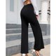 thumbnail image 3 of Pantalones acampanados Pantalones largos con pierna acampanada y cintura alta con abertura lateral para mujer Lady Dating Negro XXL, 3 of 8