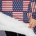 thumbnail image 3 of Oversized Wearable Blanket Hoodie,Red White and Blue Star Striped Pattern Sherpa Blanket Hoodie with Super Pockets,Super Warm Fuzzy Pullover for Women & Men, 3 of 6
