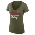 thumbnail image 2 of Women's G-III 4Her by Carl Banks Olive Minnesota Wild Super-Slim Fit Lightweight Team Sport V-Neck T-Shirt, 2 of 3