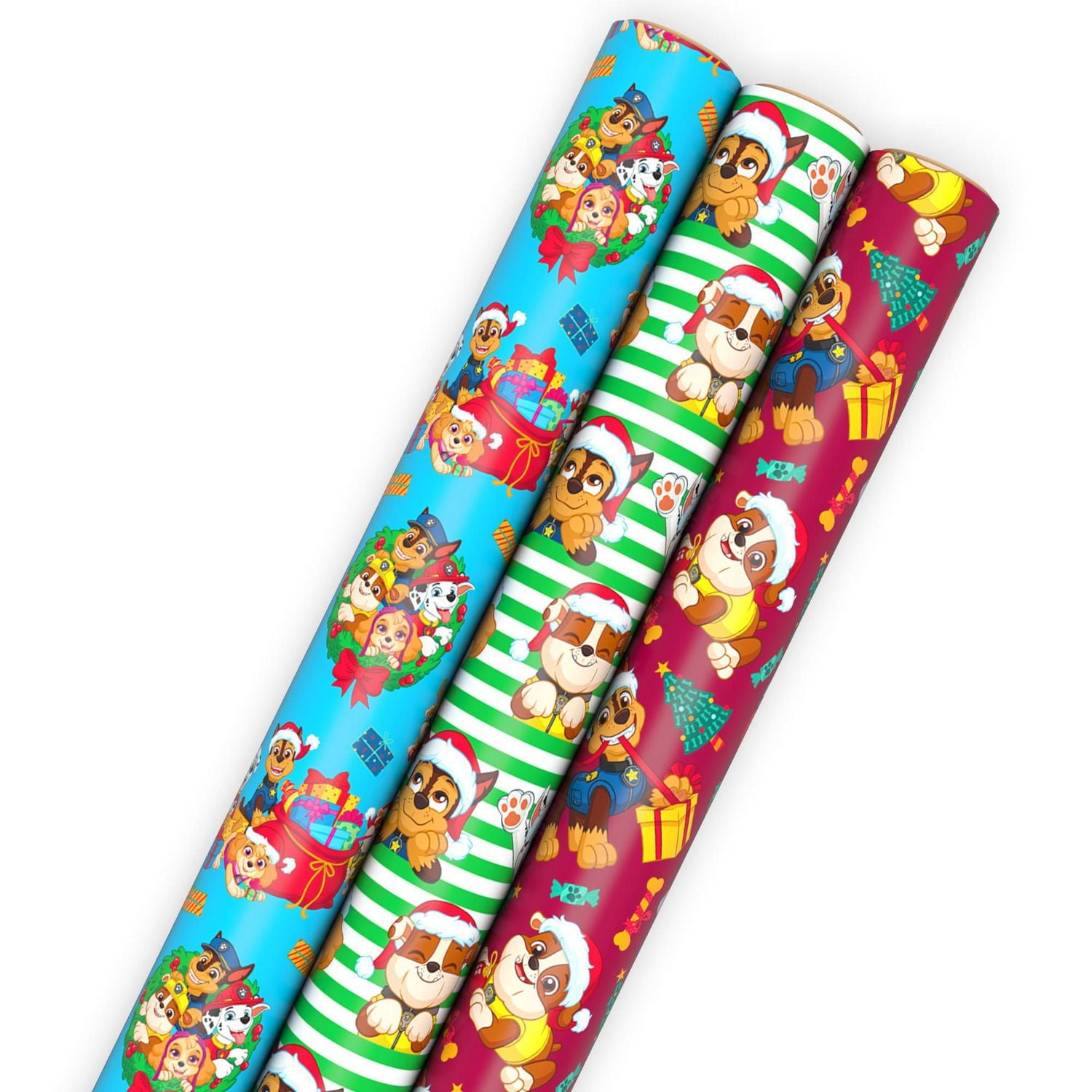 Hallmark Paw Patrol Christmas Wrapping Paper with Cutlines on Reverse (3 Rolls: 60 sq. ft.), Hallmark Wrapping Paper 3-Pack