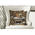 thumbnail image 3 of Ambesonne Rustic Throw Pillow Cover Pack of 2, Cow in Bubbly Bathtub Barn, 2 Pcs-36"x36", Caramel Yellow and Brown, 3 of 5