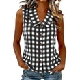 thumbnail image 3 of Lcziwo Peter Pan Collar Shirt for Women Dressy Summer Business Work Blouses Gingham Sleeveless Button Down Tank Top Black,S, 3 of 9