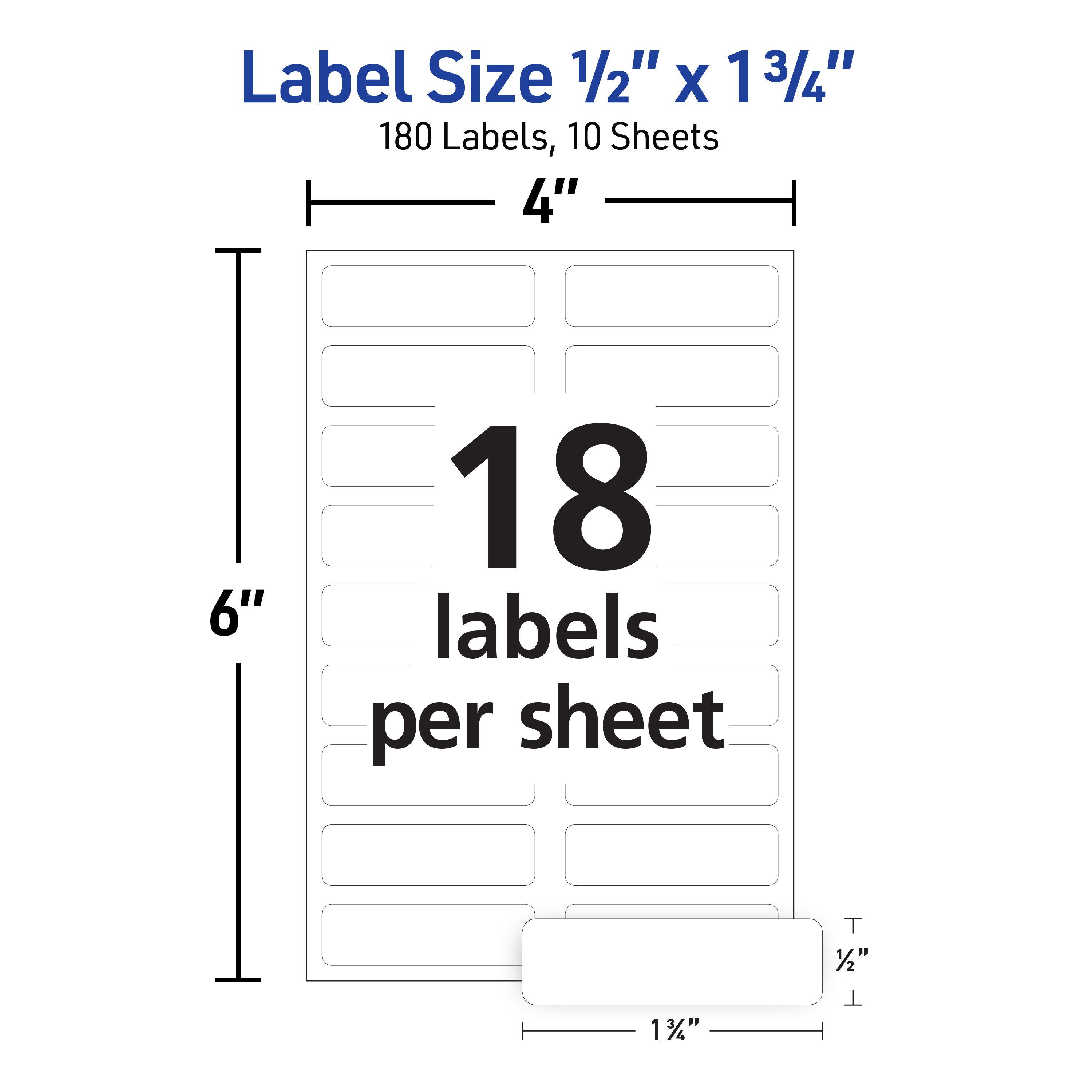 Avery No-Iron Fabric Labels, 1/2" x 1-3/4", 180ct (40721)