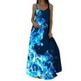 thumbnail image 1 of Innerwin Robe d'Été de Plage, Imprimé Floral, Robe Maxi pour Femmes, Vacances, Teinture sur Nœuds, Ligne A, Longue, Bleu Foncé, S, 1 of 2