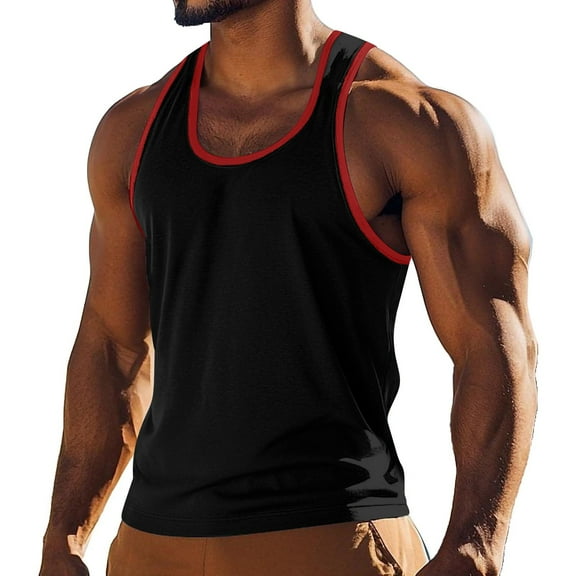 Cmfcve Men's Oversize Tank Top High Elastic Sleeveless Muscle Tank Top Crew Neck Breathable Under Vest