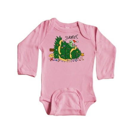 

Inktastic Tiny Dinosaur Destroying Christmas Tree Gift Baby Boy or Baby Girl Long Sleeve Bodysuit