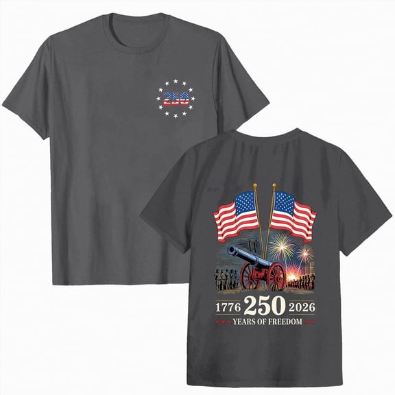 Leey-World USA T Shirt Patriotic American Flag Men Women Kids July 4th T-Shirt America 250 Shirt(Dark Gray,M)