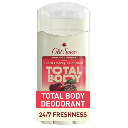Old Spice Whole Body Deodorant Stick, Aluminum Free Total Body Deodorant, Black Cherry and Bourbon Scent, Absorbs Sweat 24/7 Freshness ,3 oz