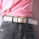 thumbnail image 1 of Cinturón Punk Hugo Doble Ojal Accesorios de Moda Cuero PU Blanco, 1 of 8