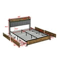 thumbnail image 4 of Full Metal Bed Frame with Built-In Charging Station & RGB LED Lights, Storage Headboard & 4 Smooth-Glide Drawers, No Box Spring Required, Easy Assembly, Brown, 4 of 9