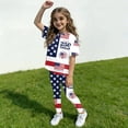 thumbnail image 3 of CCRFTGI 4th of july Outfits for Child Girls Size 8 Cute 1776 Lounge 2 Piece Outfits American Flag Stars Oversized T Shirts and Leggings Elastic Waist Freedom Clothing Sets Multicolor 2-3 Years, 3 of 5