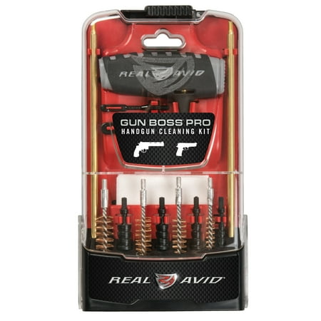 Real Avid Gun Boss Pro Gun Boss Pro Handgun Cleaning Kit Polycarbonate Kickstand Case Multi-Function Handle Brass Rods Bronze Brushes Fixed/Rotating Threaded Receiver Tap Ha | Bundle of 5 Each