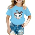 thumbnail image 1 of GDREDA Vêtements pour Filles, T-Shirt Graphique Mignon à Col Rond et Manches Courtes, Robe d'Été Décontractée, Bleu, 5-6 Ans, 1 of 5