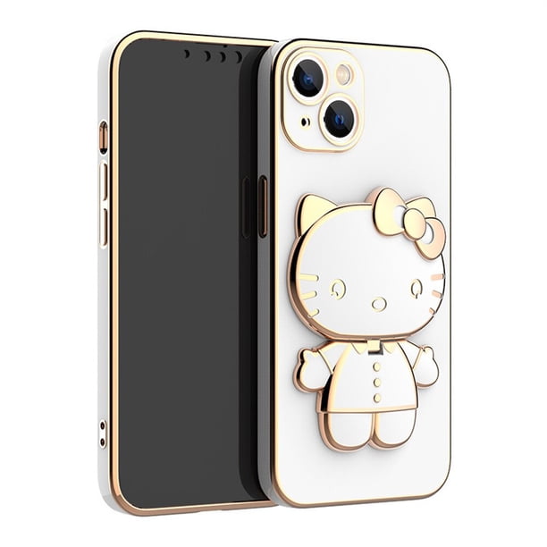 Fundas de teléfono con espejo interior para iphone, carcasa bonita de Hello Cat para iphone 11, 13, 12, 14 Pro Max, XR, XS, 7, 8 P, SE2020, soporte suave, 2023 Fivean LED