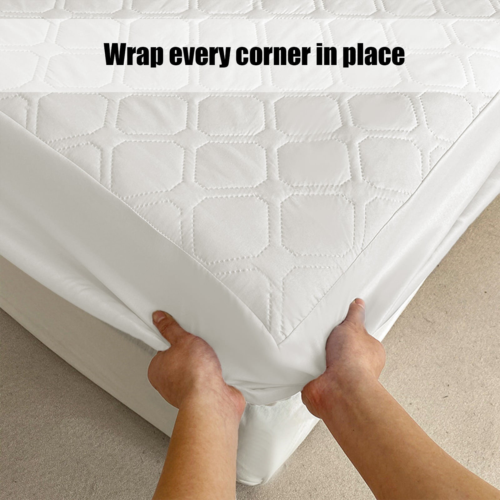 90x200cm Waterproof Mattress Protector Non-slip Soft Fibre Fixed Mattress Cover Ideal for Naked Sleeper